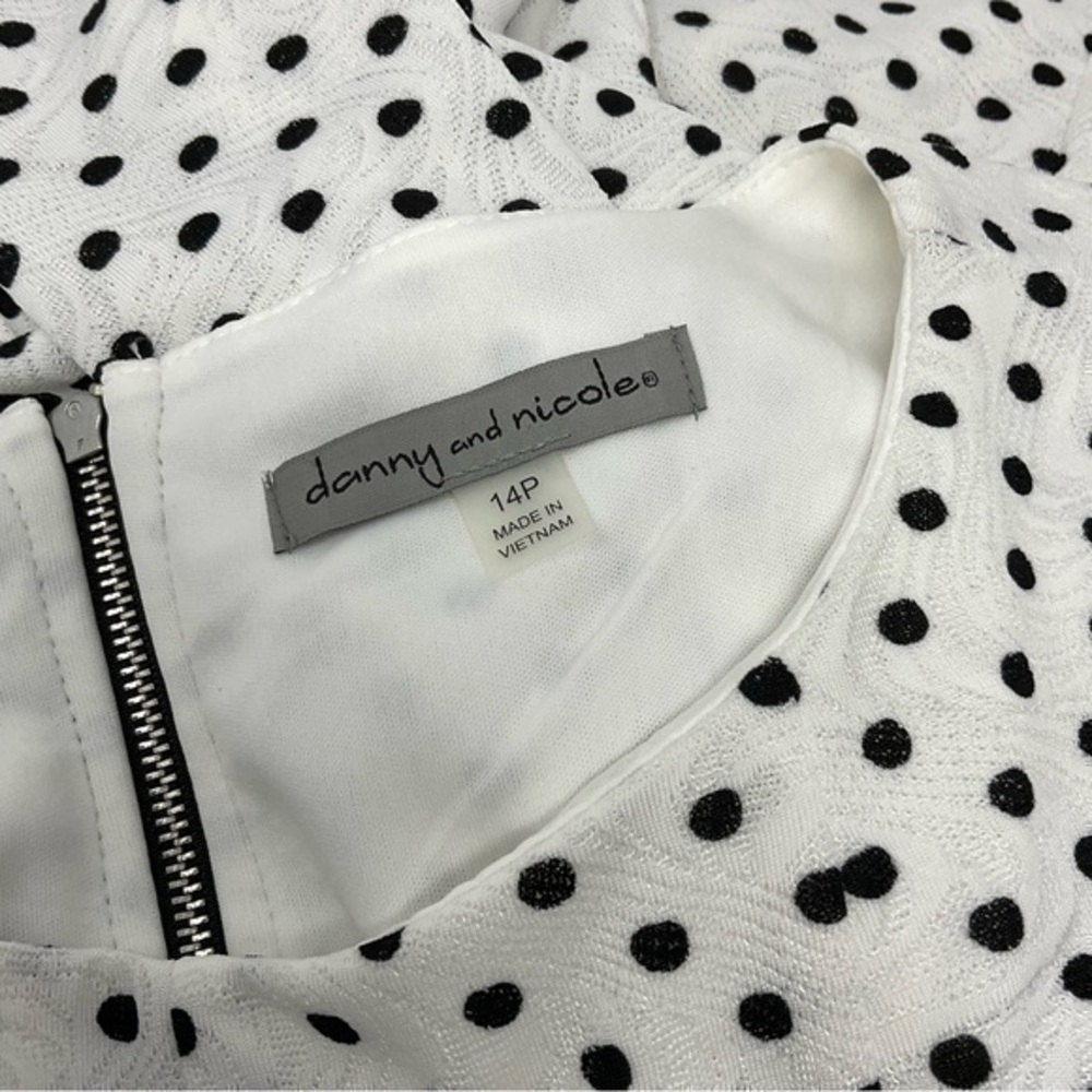 Danny & Nicole White Dress with Black Polka Dots Size 14P NWT E10 - Picture 7 of 11